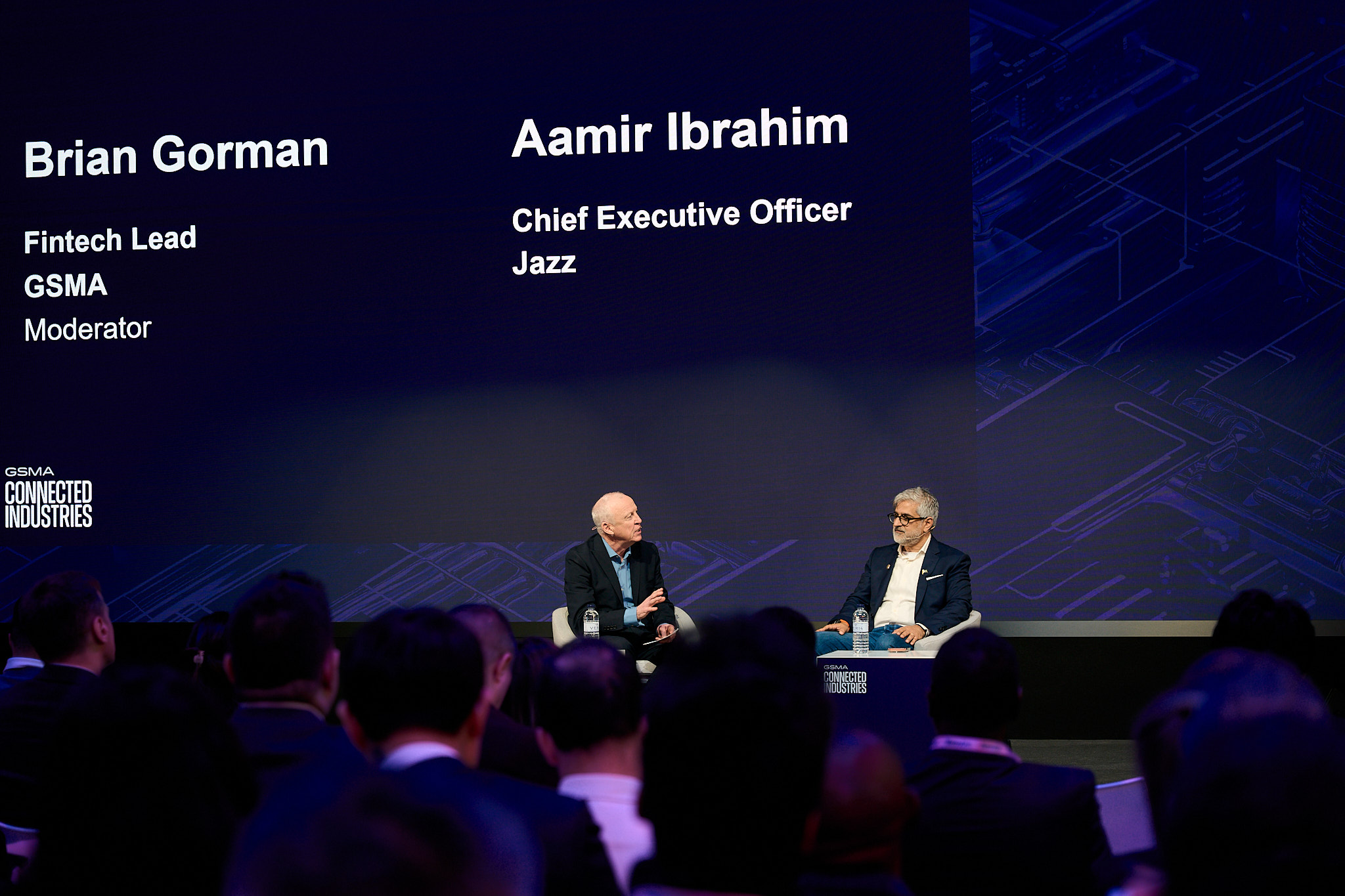 Brian gorman interviewing aamir ibrahim at mwc 2026 conference